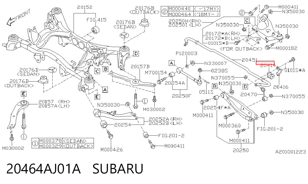 20464AJ01A Subaru Bucha de estabilizador traseiro