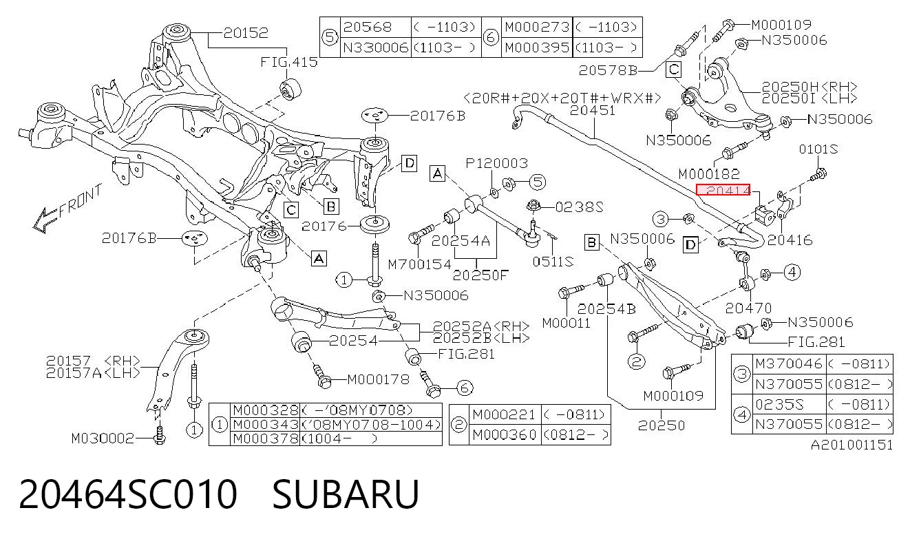 20464SC010 Subaru Bucha de estabilizador traseiro
