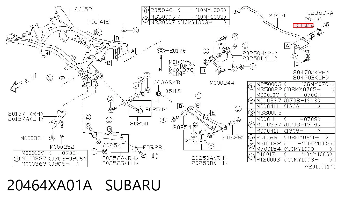 20464XA01A Subaru Bucha de estabilizador traseiro