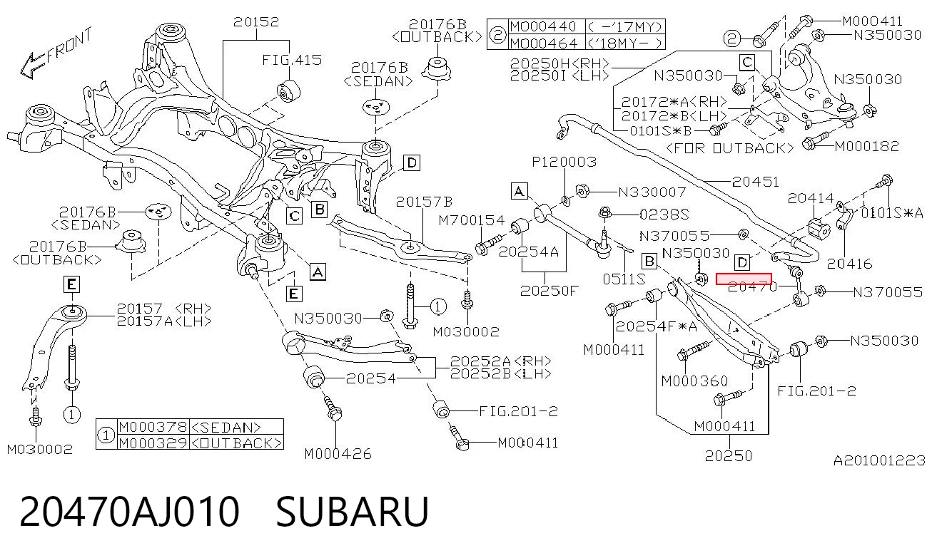 20470AJ010 Subaru Montante de estabilizador traseiro