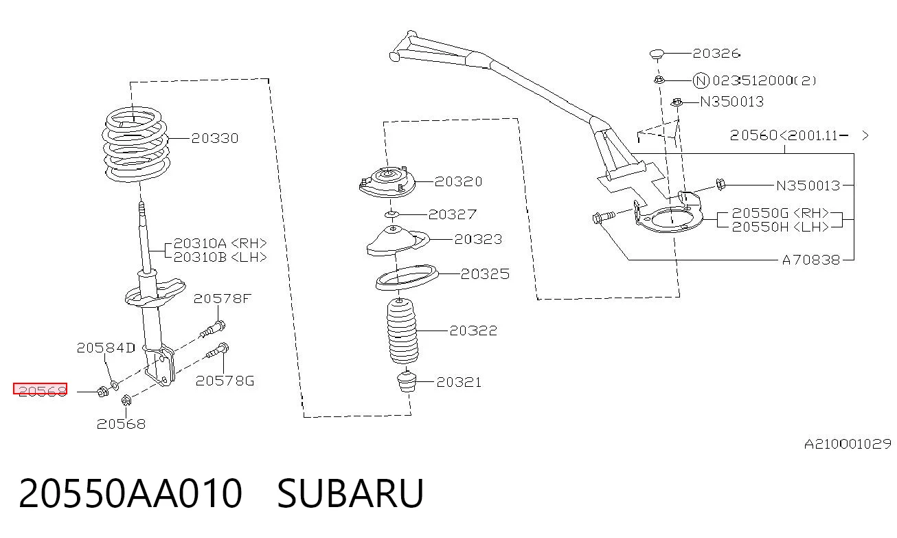 20550AA010 Subaru Porca de braço oscilante de inclinação traseiro