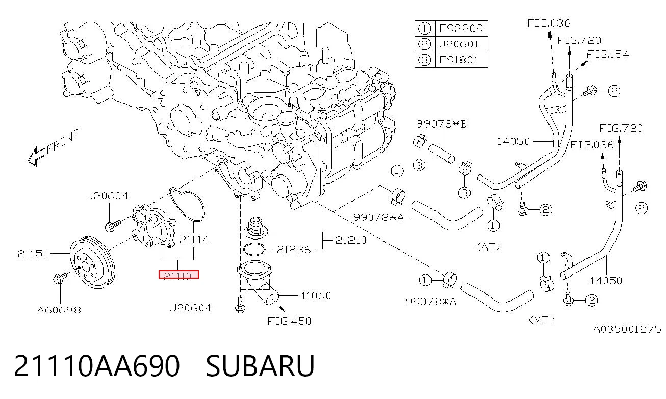 21110AA690 Subaru Bomba de água (bomba) de esfriamento