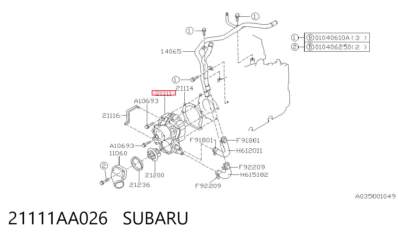 21111AA026 Subaru Bomba de água (bomba) de esfriamento