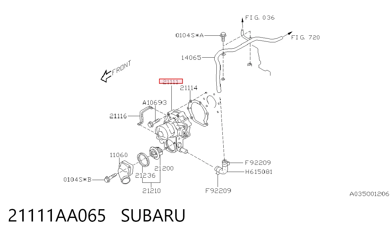 21111AA065 Subaru Bomba de água (bomba) de esfriamento