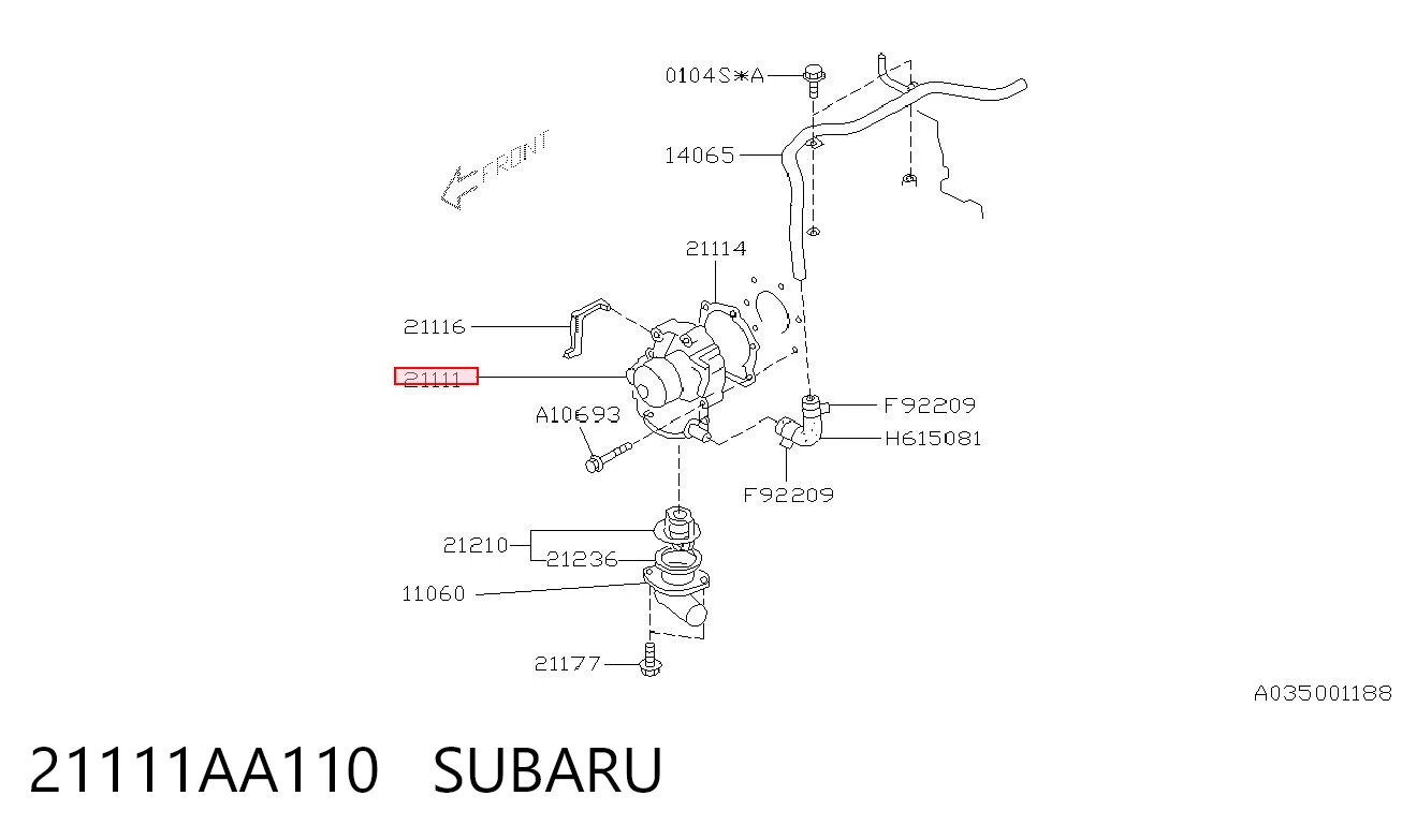 21111AA110 Subaru Bomba de água (bomba) de esfriamento