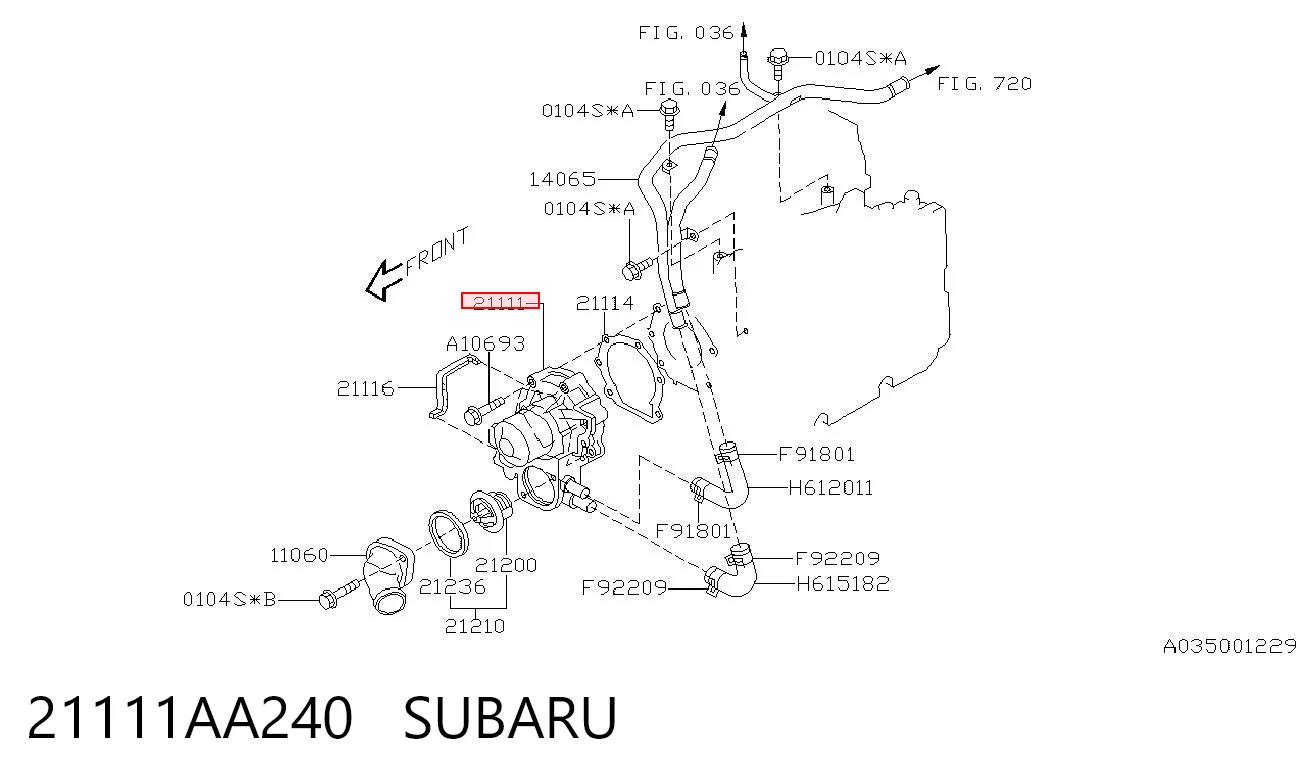 21111AA240 Subaru Bomba de água (bomba) de esfriamento