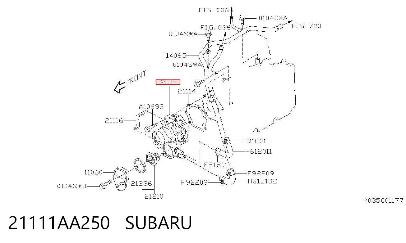 21111AA250 Subaru Bomba de água (bomba) de esfriamento