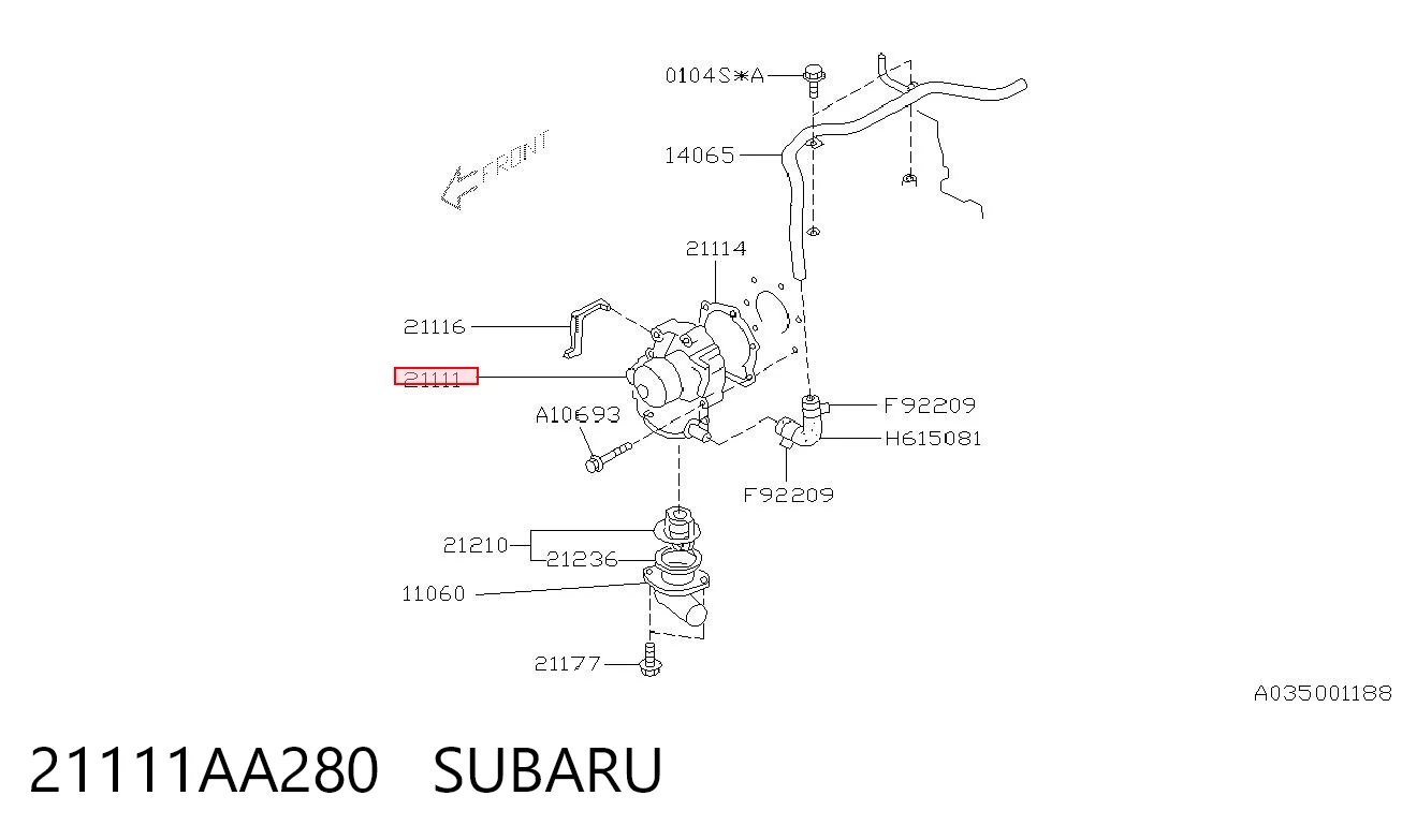 21111AA280 Subaru Bomba de água (bomba) de esfriamento