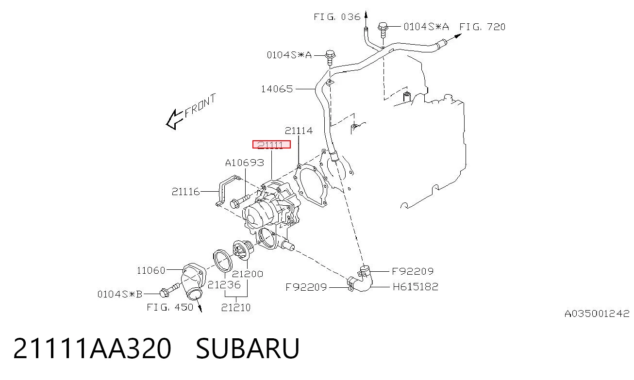 21111AA320 Subaru Bomba de água (bomba) de esfriamento