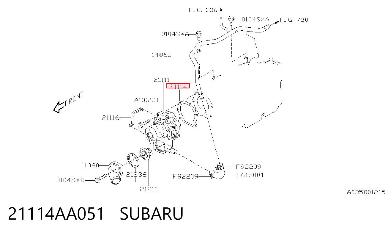 21114AA051 Subaru Vedante de bomba de água