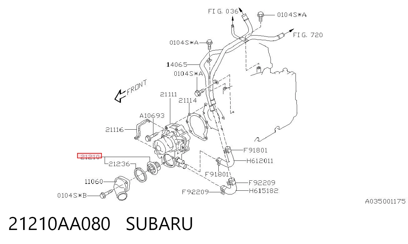 21210AA080 Subaru Termostato
