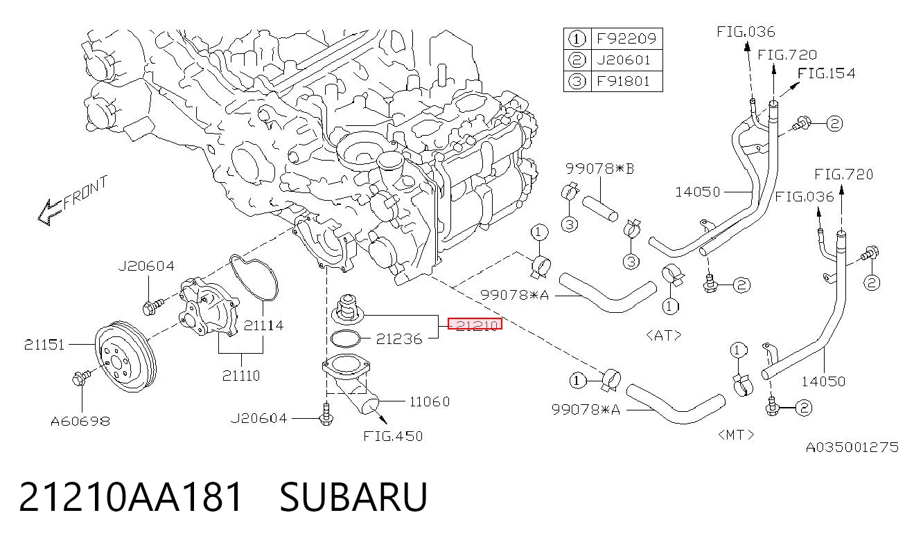 21210AA181 Subaru Termostato