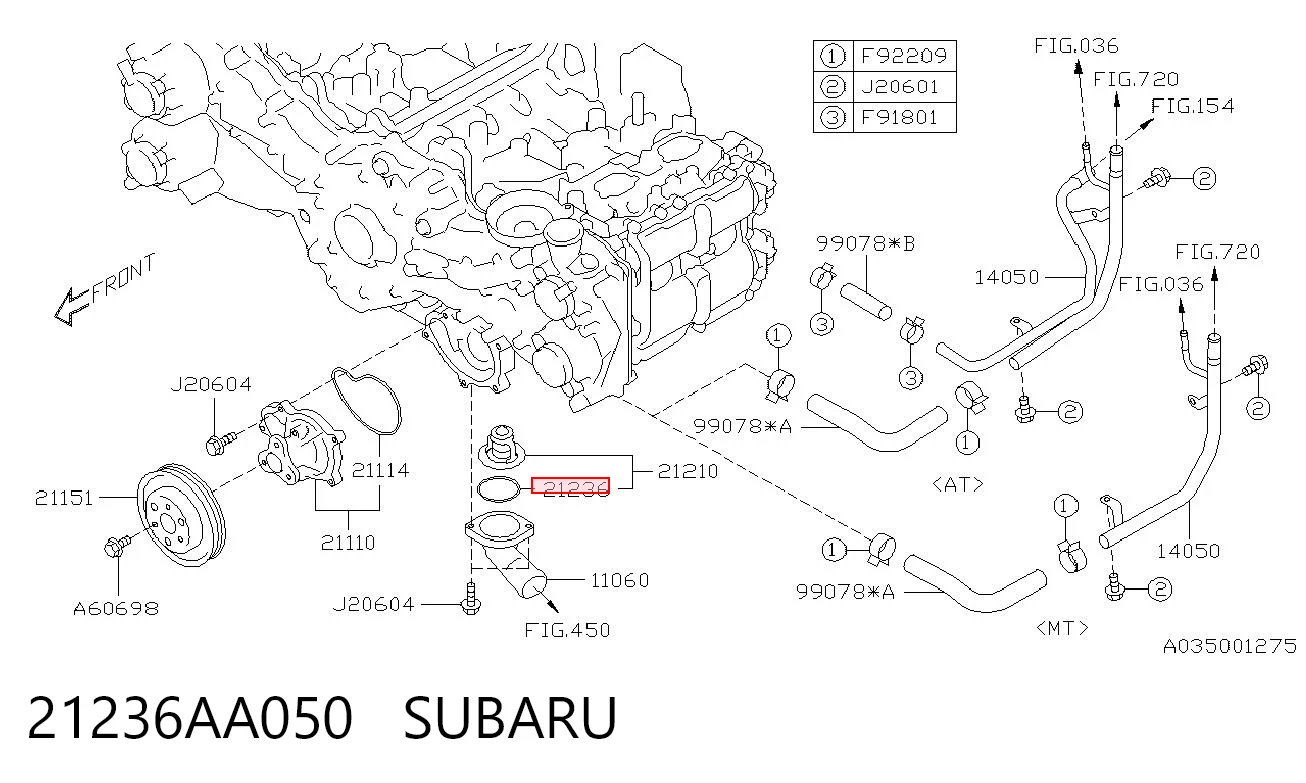 21236AA050 Subaru Vedante de termostato