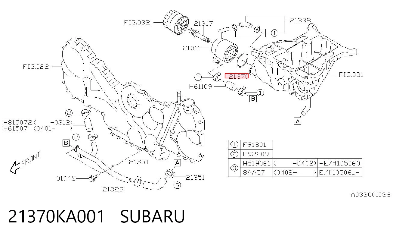 21370KA001 Subaru Vedante do radiador de óleo