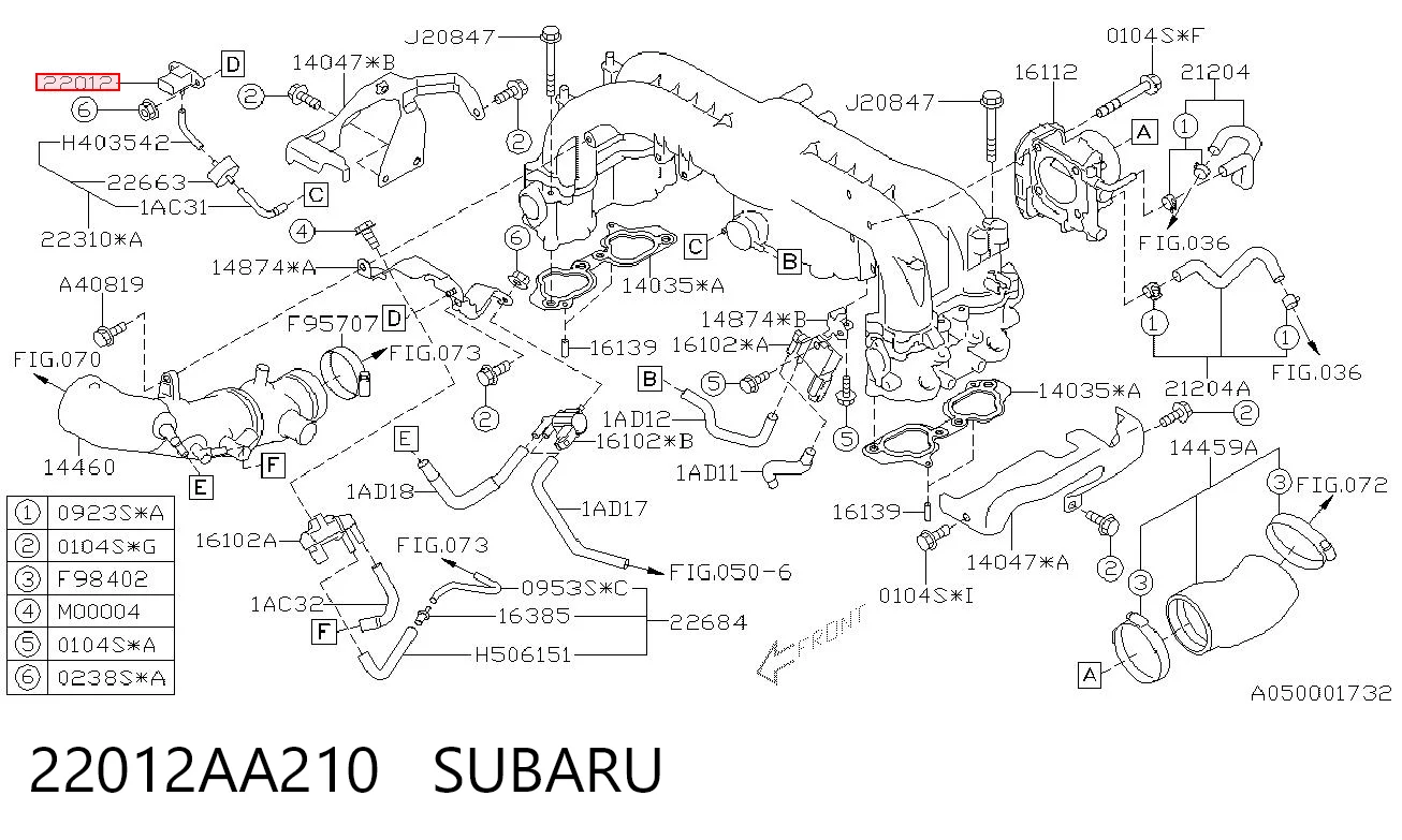 22012AA210 Subaru Sensor de pressão de supercompressão