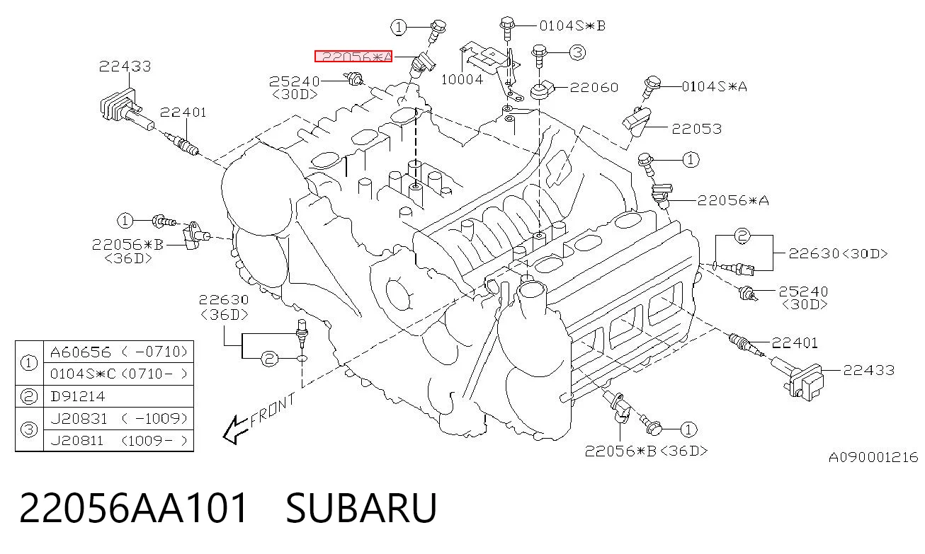 22056AA101 Subaru Sensor de posição da árvore distribuidora