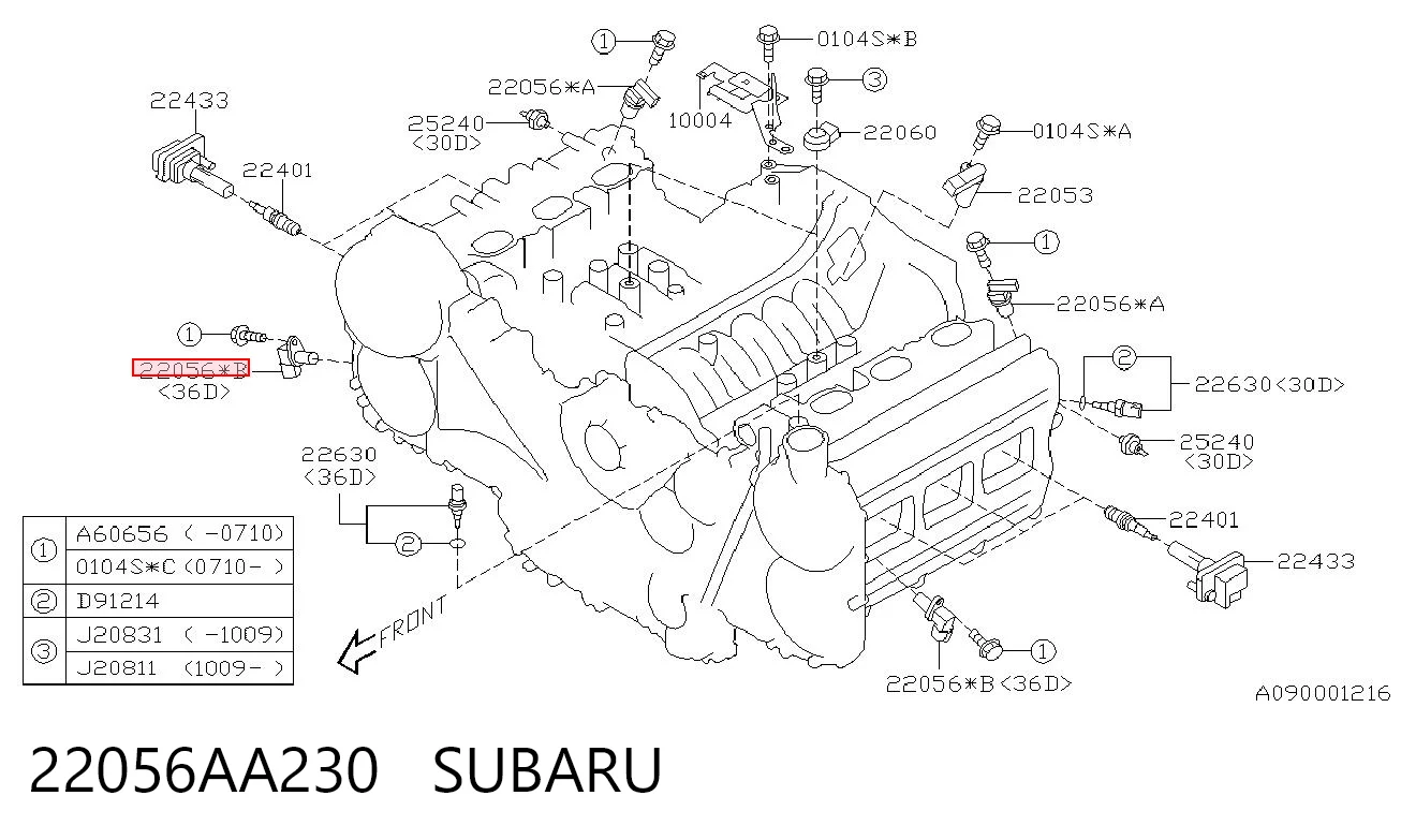 22056AA230 Subaru Sensor de posição da árvore distribuidora