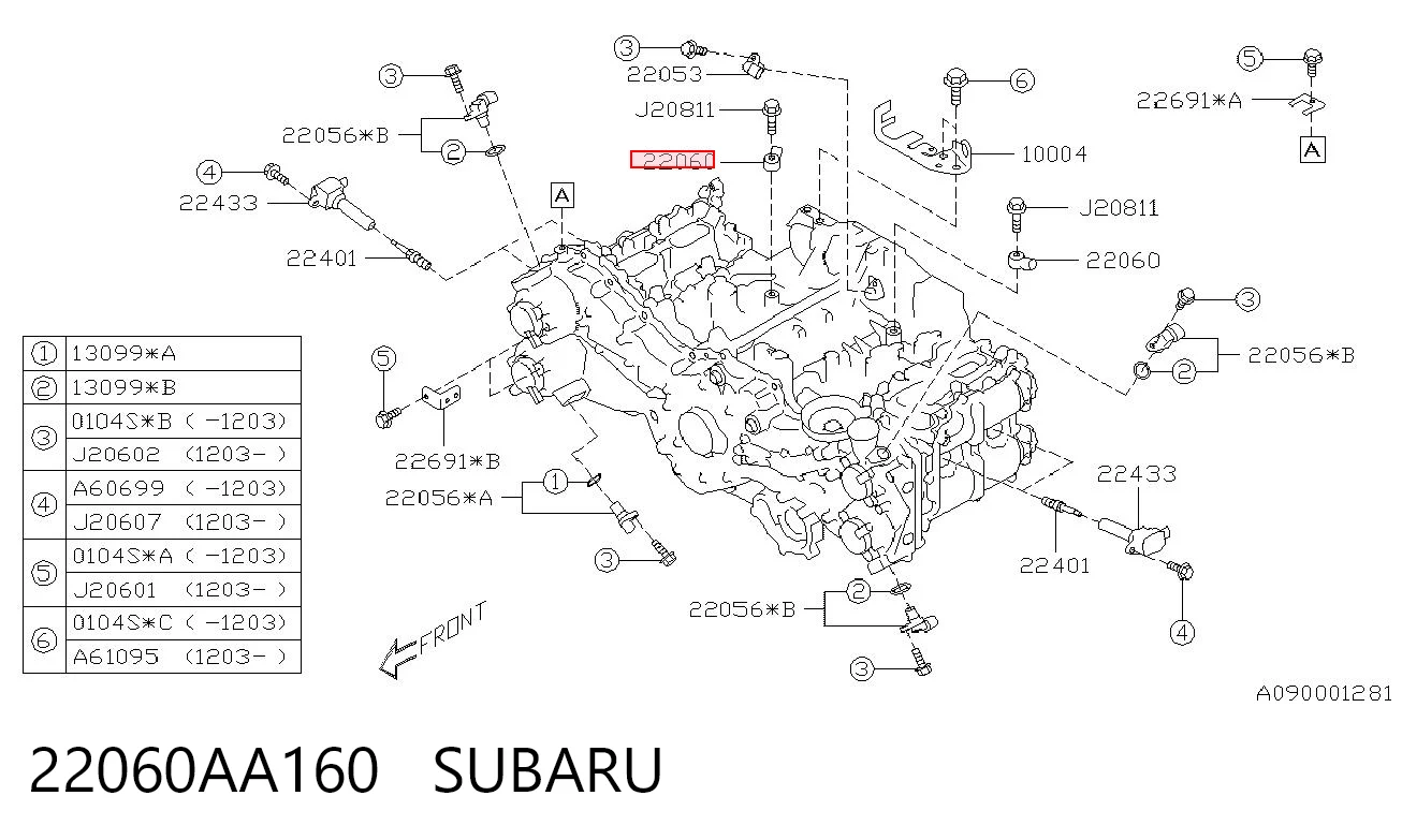 22060AA160 Subaru Sensor de detonação