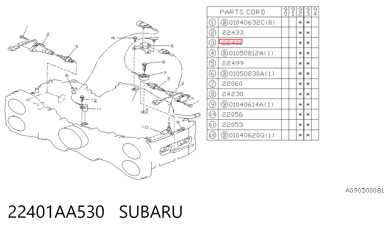 22401AA530 Subaru Vela de ignição