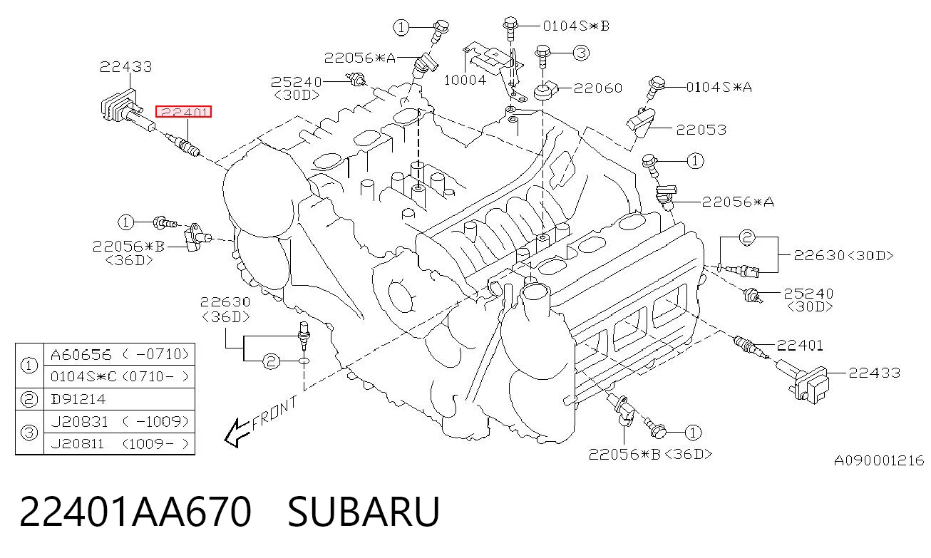 22401AA670 Subaru Vela de ignição
