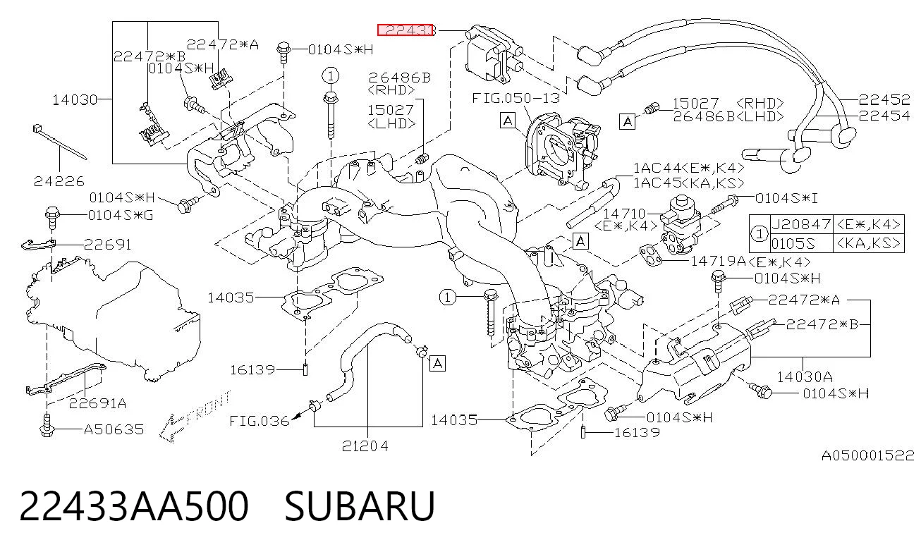 22433AA500 Subaru Bobina de ignição