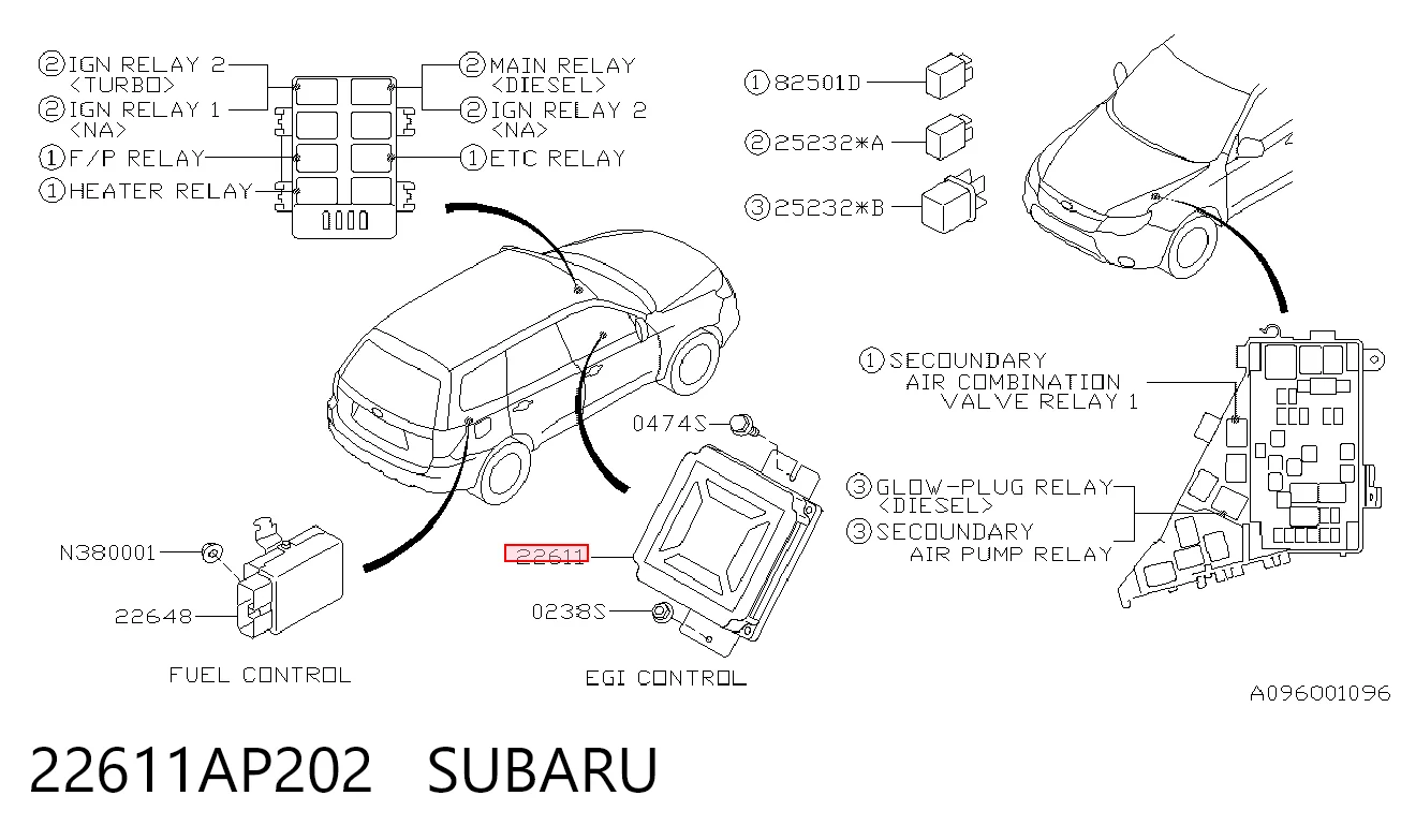 Módulo de direção (Centralina eletrônica) de motor para Subaru Forester III S12, SH