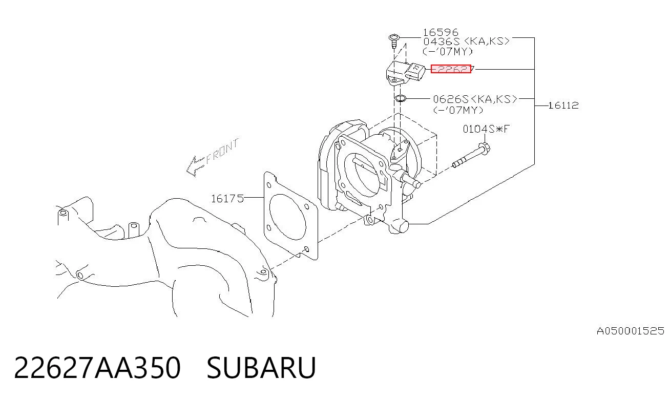 22627AA350 Subaru Sensor de pressão no coletor de admissão, MAP