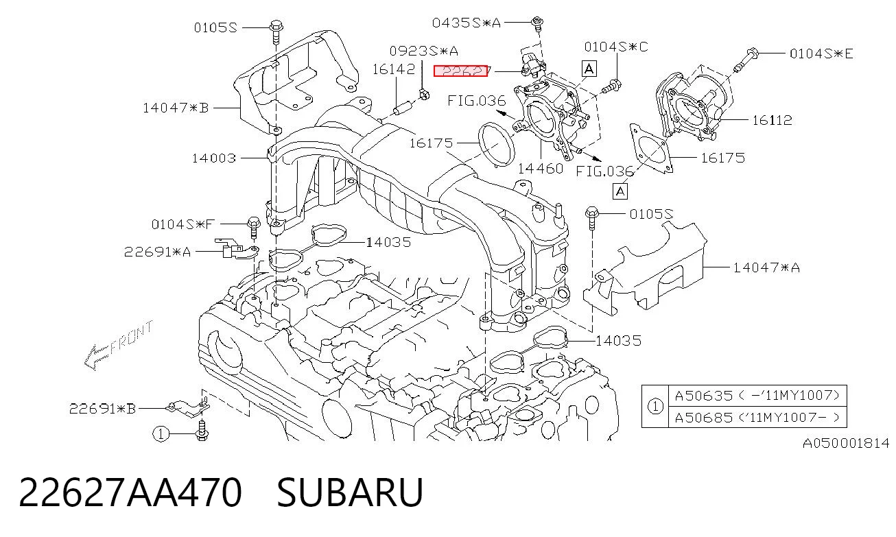 22627AA470 Subaru Sensor de pressão no coletor de admissão, MAP