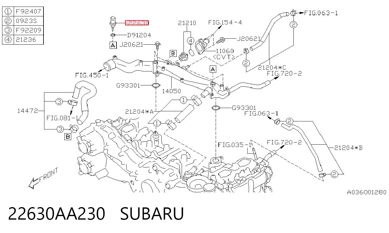  Sensor de temperatura do fluido de esfriamento Subaru Outback V carrinha (B15, BS) (2014 - 2019) V