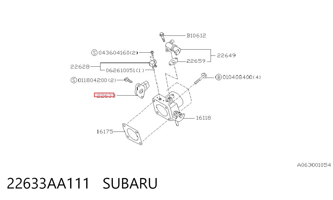 22633AA111 Subaru Sensor de posição da válvula de borboleta (potenciômetro)