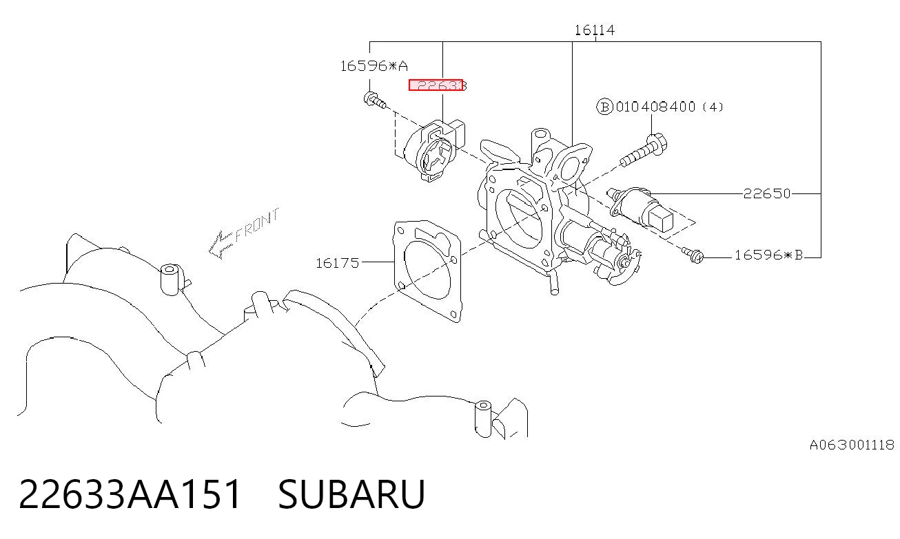 22633AA151 Subaru Sensor de posição da válvula de borboleta (potenciômetro)