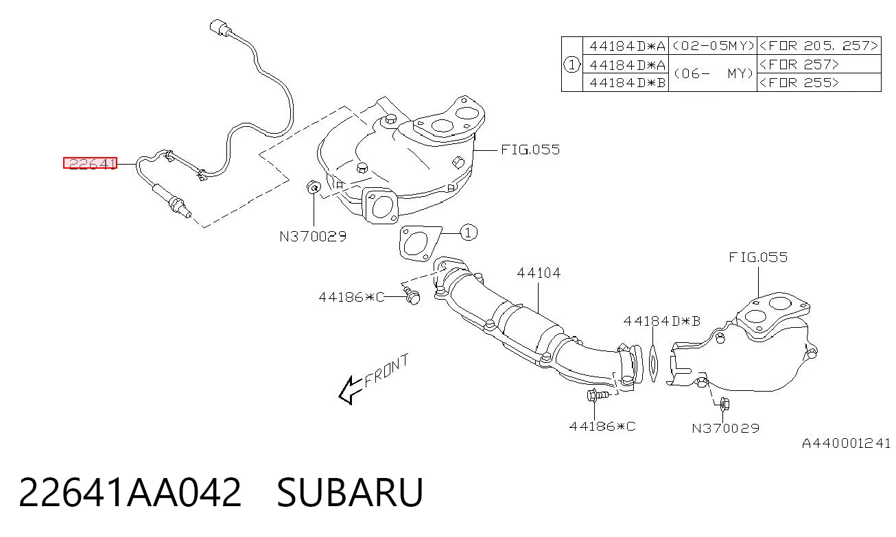 22641AA042 Subaru Sonda lambda, sensor de oxigênio até o catalisador