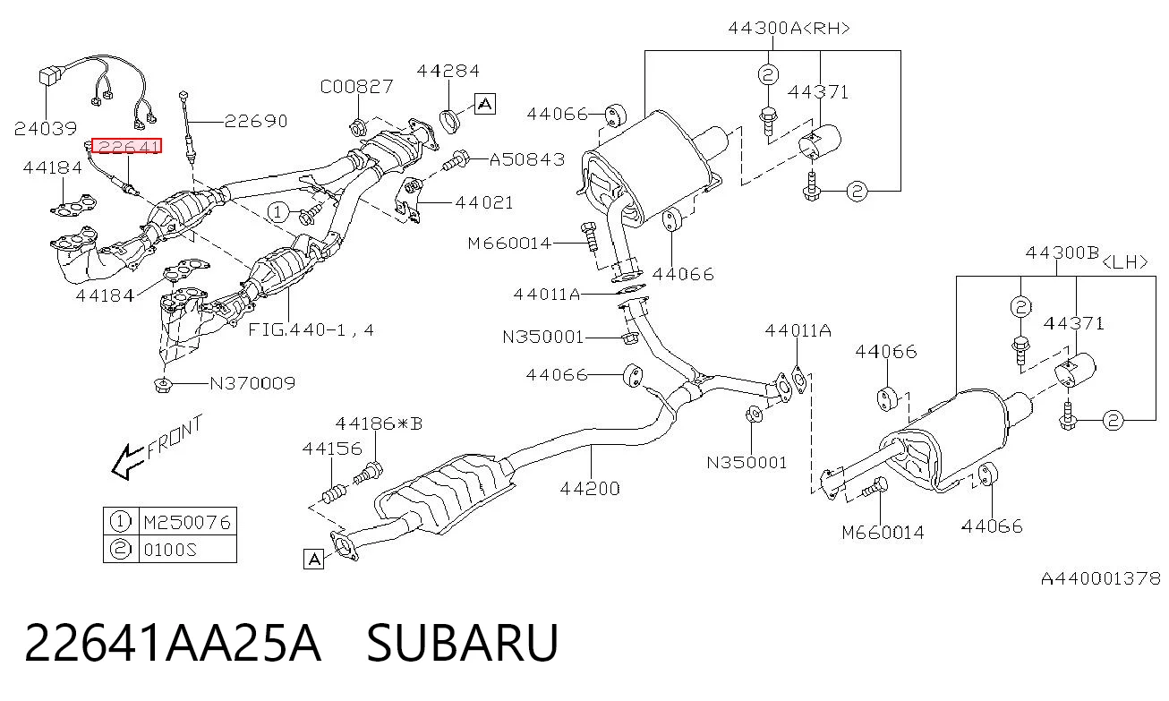 22641AA25A Subaru Sonda lambda, sensor de oxigênio até o catalisador