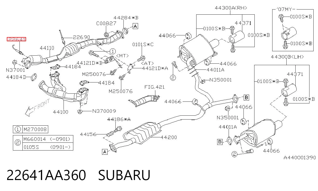 22641AA360 Subaru Sonda lambda, sensor de oxigênio até o catalisador