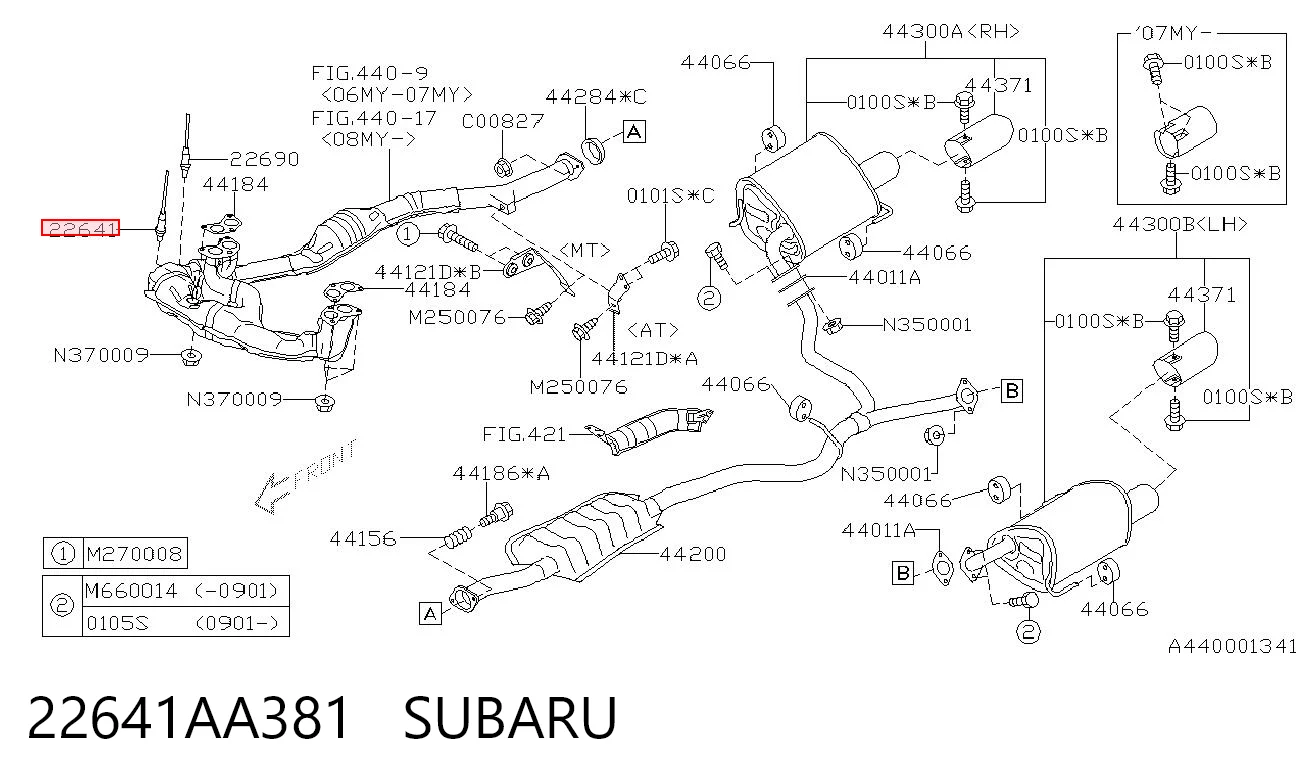 22641AA381 Subaru Sonda lambda, sensor de oxigênio até o catalisador