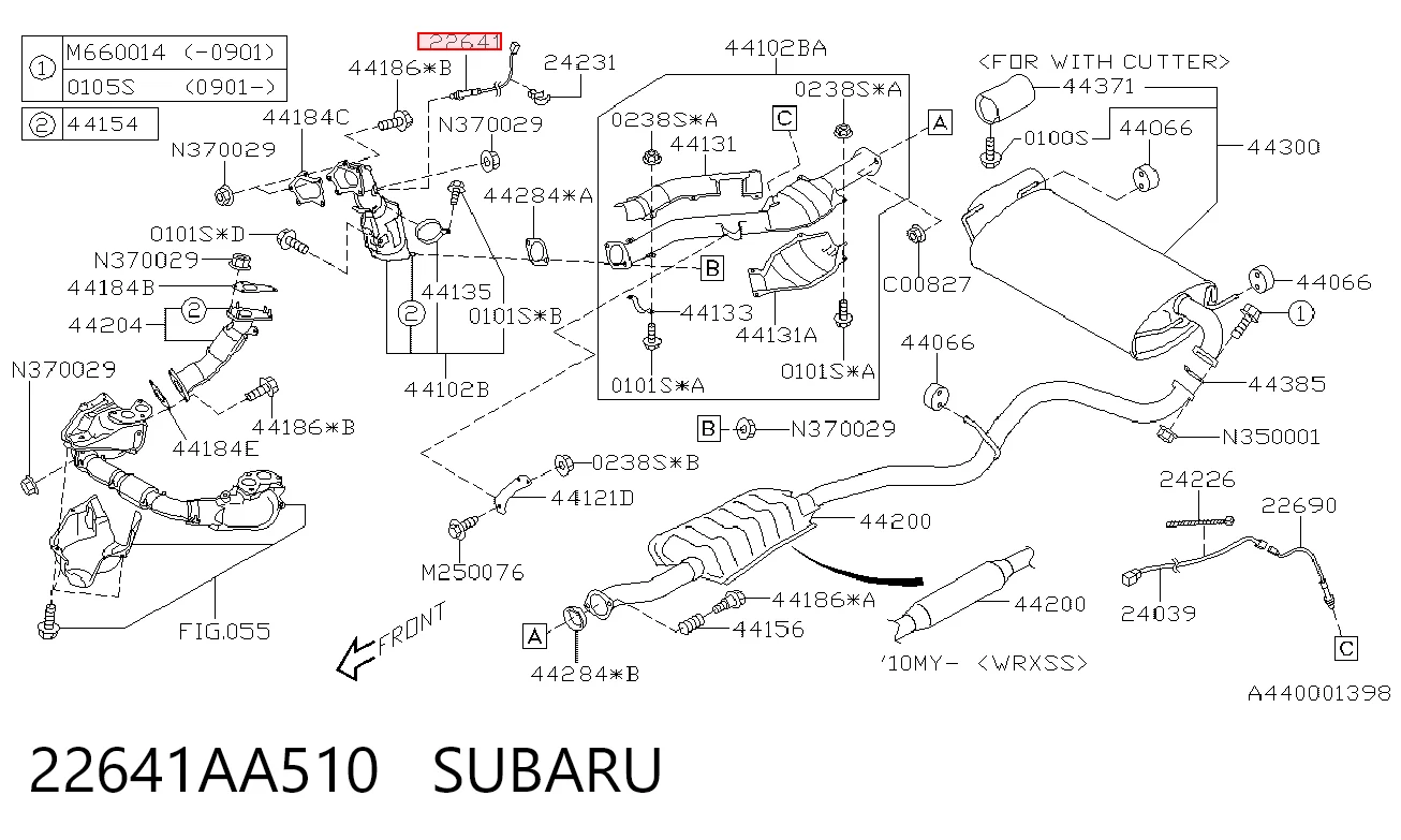 22641AA510 Subaru Sonda lambda, sensor de oxigênio até o catalisador