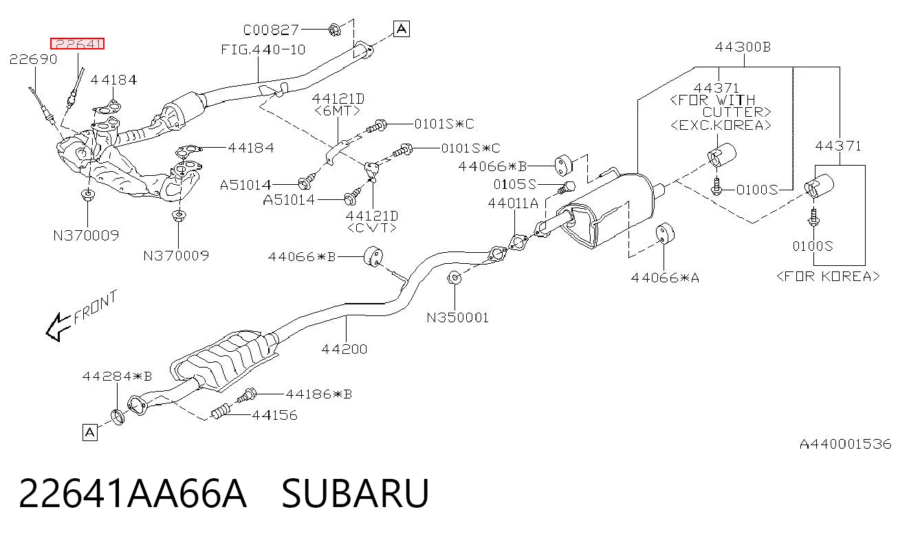 22641AA66A Subaru Sonda lambda, sensor de oxigênio até o catalisador