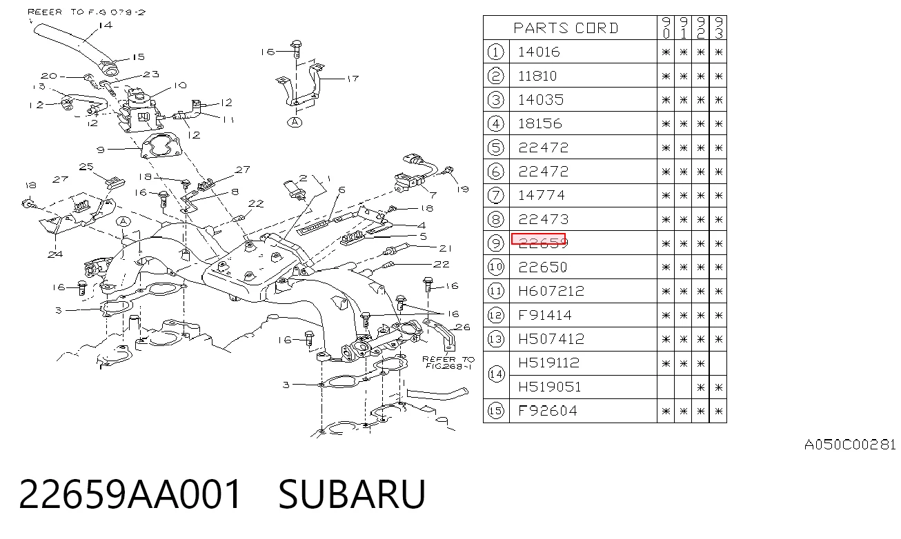 22659AA001 Subaru