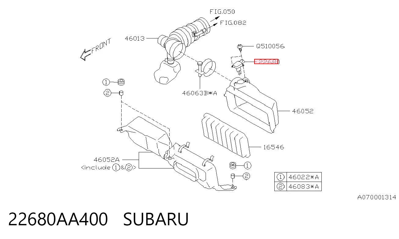 22680AA400 Subaru Sensor de fluxo (consumo) de ar, medidor de consumo M.A.F. - (Mass Airflow)