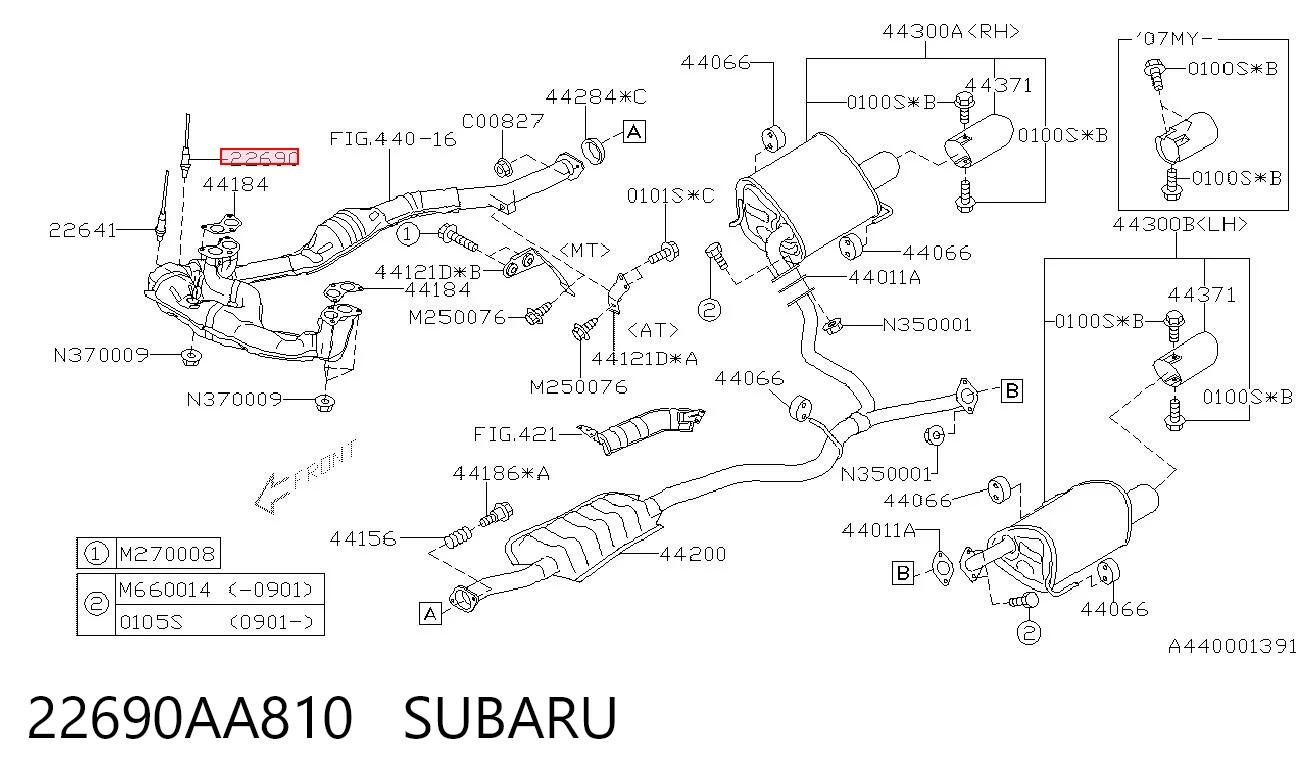 22690AA810 Subaru Sonda lambda, sensor de oxigênio até o catalisador