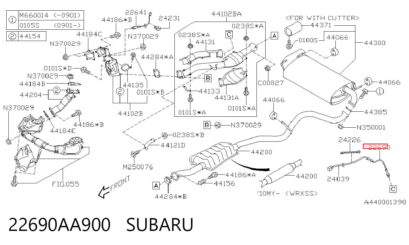 22690AA900 Subaru Sonda lambda, sensor de oxigênio