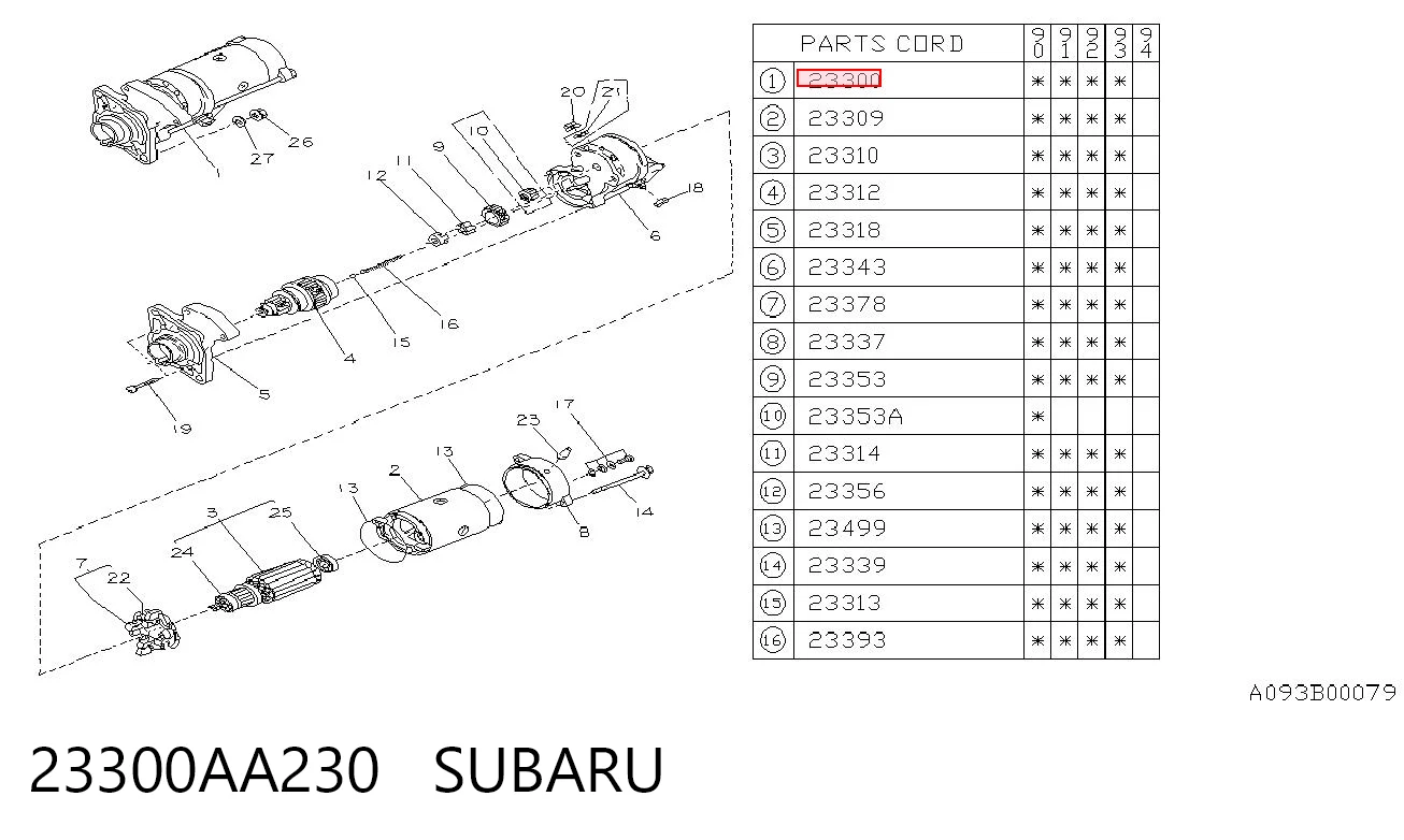 23300AA230 Subaru Motor de arranco