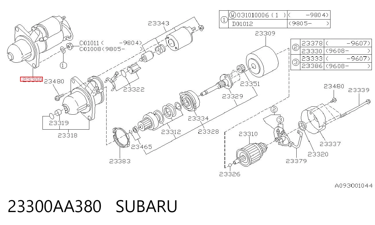23300AA380 Subaru Motor de arranco