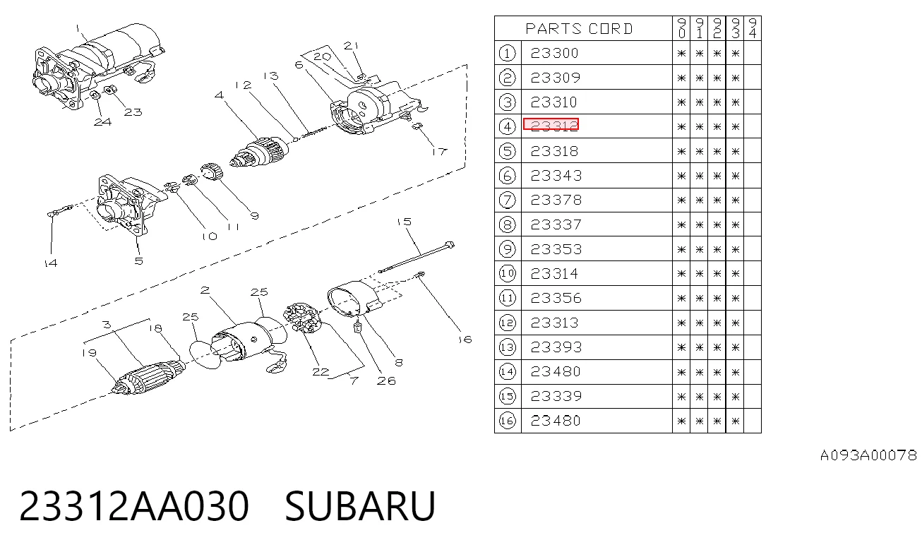 Roda-livre do motor de arranco para Subaru Outback II B12, BE, BH