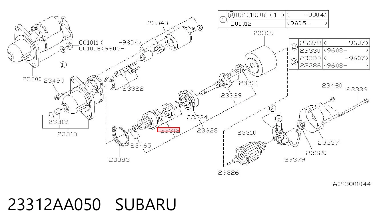 23312AA050 Subaru Roda-livre do motor de arranco