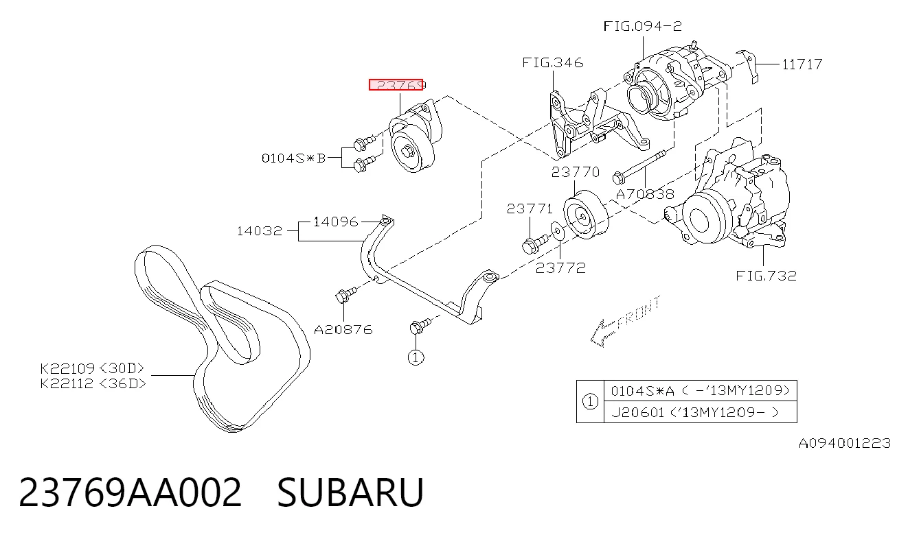 23769AA002 Subaru Reguladora de tensão da correia de transmissão