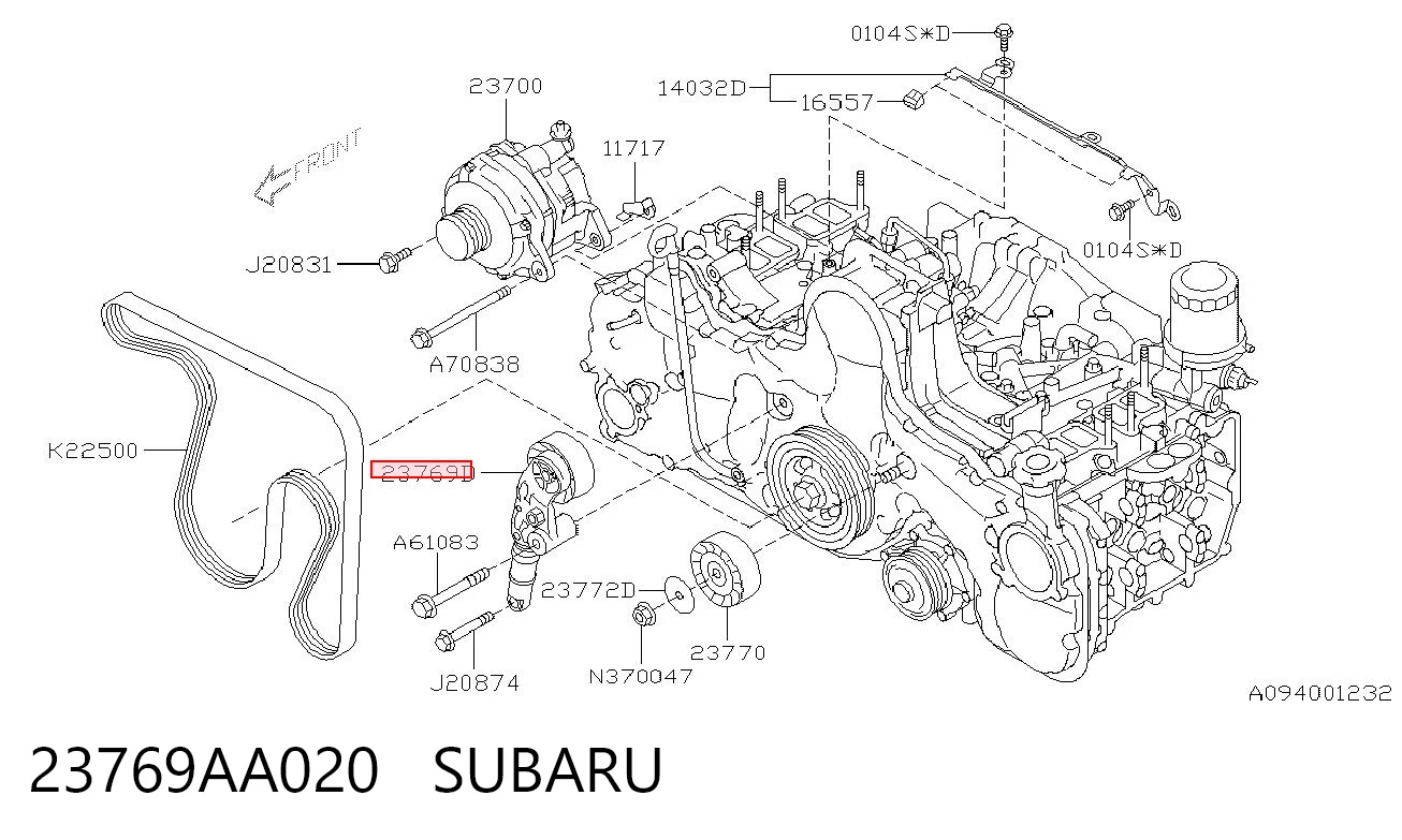 23769AA020 Subaru Reguladora de tensão da correia de transmissão