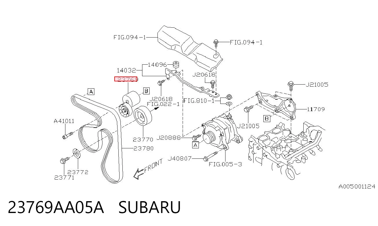 23769AA05A Subaru Reguladora de tensão da correia de transmissão