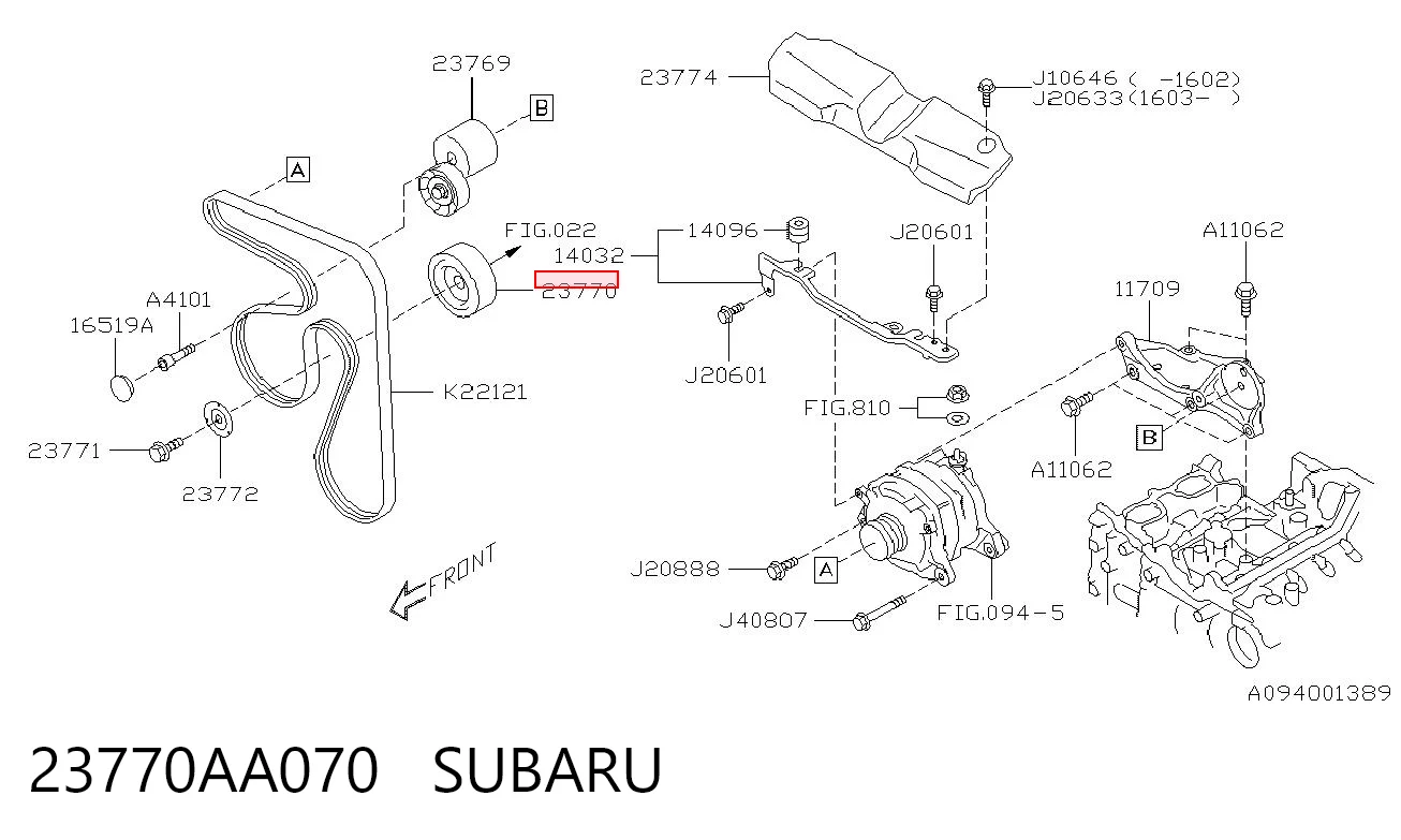 23770AA070 Subaru Rolo de reguladora de tensão da correia de transmissão