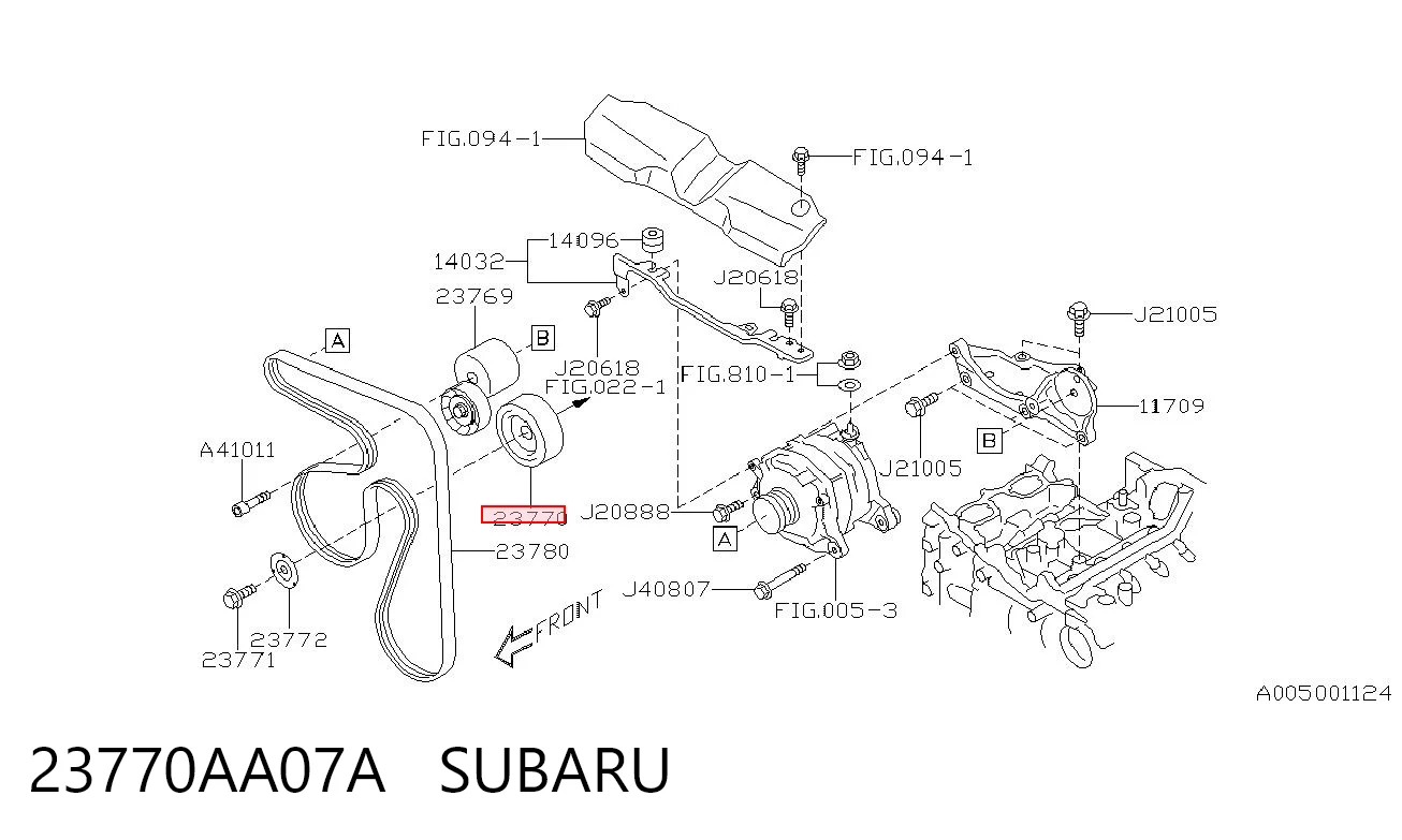 23770AA07A Subaru Rolo parasita da correia de transmissão